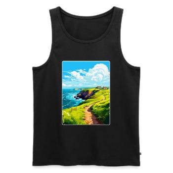 St Davids Head Pays de Galles Royaume-Uni Affiche de voyage Souvenir WPA - Débardeur bio Premium Homme - noir - Devant - Michal (187cm)