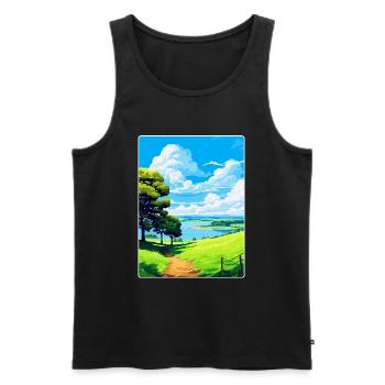 Mount Edgcumbe Country Park Reiseposter Souvenir - Männer Premium Bio Tank Top - Schwarz - Vorne - Michal (187cm)