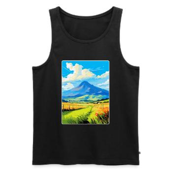Mourne Mountains Vintage Travel Poster Souvenir - Men's Premium Organic Tank Top - black - Front - AI Model Male 178 light (178cm)