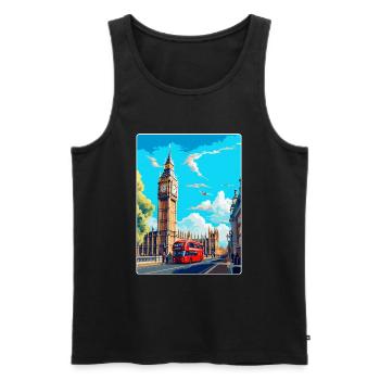 Big Ben London England Uk Travel Poster Souvenir - Men's Premium Organic Tank Top - black - Front - Michal (187cm)