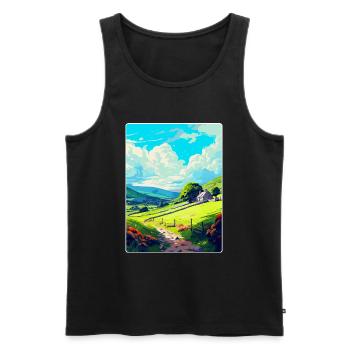 Llanblethian Wales Uk Travel Poster Souvenir WPA - Men's Premium Organic Tank Top - black - Front - Michal (187cm)