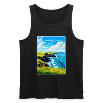 Lizard Peninsula Cornwall England Uk Travel Poster - Men's Premium Organic Tank Top - black - Front - AI Model Male 178 light (178cm)