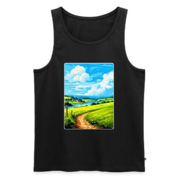 Lerryn Cornwall England Uk Travel Poster Souvenir - Men's Premium Organic Tank Top - black - Front - AI Model Male 178 light (178cm)