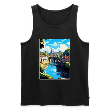 Knaresborough Angleterre Royaume-Uni Affiche de voyage souvenir - Débardeur bio Premium Homme - noir - Devant - Michal (187cm)