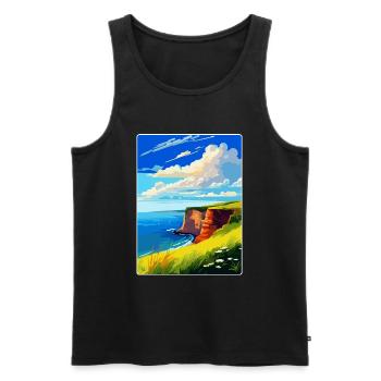 Berry Head Devon Vintage Travel Poster Souvenir - Men's Premium Organic Tank Top - black - Front - AI Model Male 178 light (178cm)