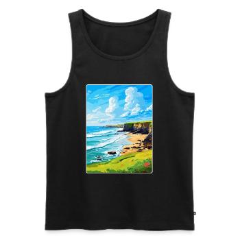 Bude Cornwall England Uk Travel Poster Souvenir - Men's Premium Organic Tank Top - black - Front - AI Model Male 178 light (178cm)