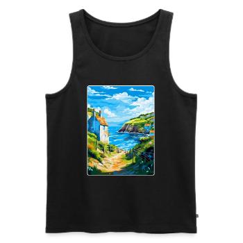 Cadgwith Cornwall England Uk Travel Poster WPA - Men's Premium Organic Tank Top - black - Front - AI Model Male 178 light (178cm)