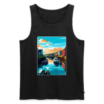 Kingsbridge England Uk Travel Poster Souvenir WPA - Men's Premium Organic Tank Top - black - Front - Michal (187cm)