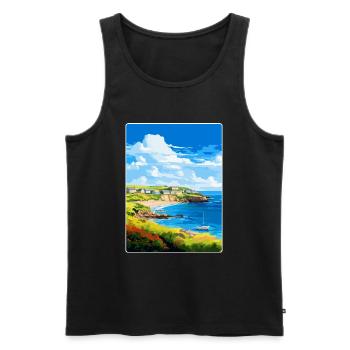 Coverack Cornwall England Uk Travel Poster WPA - Men's Premium Organic Tank Top - black - Front - AI Model Male 178 light (178cm)