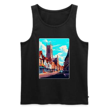 Hereford, England, Vereinigtes Königreich, Vintage, Reiseposter, Souvenir - Männer Premium Bio Tank Top - Schwarz - Vorne - AI Model Male 178 light (178cm)