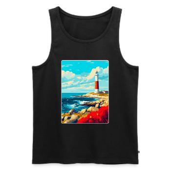 Portland Bill England Uk Reiseplakat Souvenir - Männer Premium Bio Tank Top - Schwarz - Vorne - Michal (187cm)