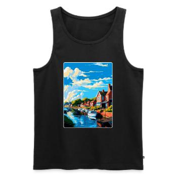 Woodbridge England Uk Travel Poster Souvenir WPA - Men's Premium Organic Tank Top - black - Front - Michal (187cm)