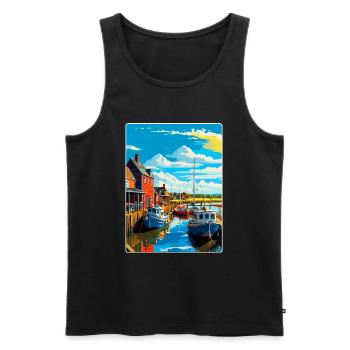 Whitstable Harbour, England, Vereinigtes Königreich, Reiseposter, WPA - Männer Premium Bio Tank Top - Schwarz - Vorne - Michal (187cm)
