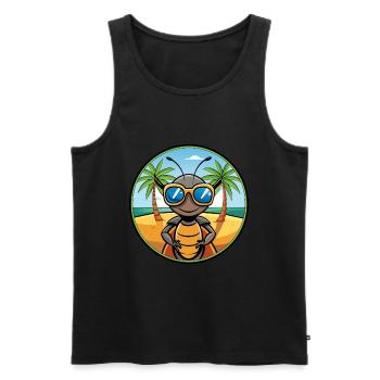 Fourmi Drôle Dessin Animé Plage D’été Lunettes De Soleil Autocollant - Débardeur bio Premium Homme - noir - Devant - Michal (187cm)