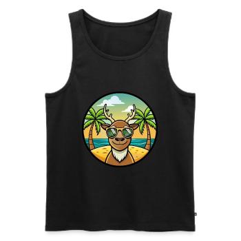 Hirsch Lustige Cartoon Sommer Strand Sonnenbrille Aufkleber - Männer Premium Bio Tank Top - Schwarz - Vorne - Michal (187cm)