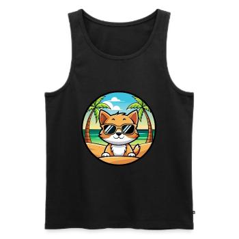 Kitten Funny Cartoon Summer Beach Sunglasses Cool - Men's Premium Organic Tank Top - black - Front - AI Model Male 178 light (178cm)