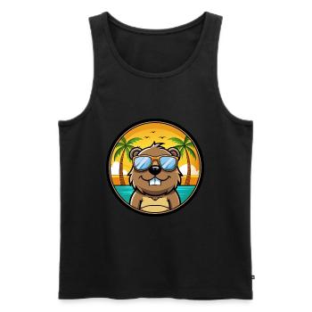 Biber Lustige Cartoon Sommer Strand Sonnenbrille Cool - Männer Premium Bio Tank Top - Schwarz - Vorne - Michal (187cm)