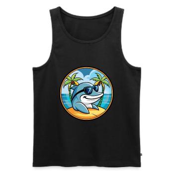 Delfin Lustige Cartoon Sommer Strand Sonnenbrille Cool - Männer Premium Bio Tank Top - Schwarz - Vorne - Michal (187cm)