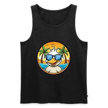 Canard Drôle Dessin Animé Plage De Soleil De Plage Autocollant - Débardeur bio Premium Homme - noir - Devant - Michal (187cm)