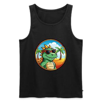 Drache Lustige Cartoon Sommer Strand Sonnenbrille Cool - Männer Premium Bio Tank Top - Schwarz - Vorne - Michal (187cm)