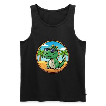 Dinosaurier Lustige Cartoon Sommer Strand Sonnenbrille - Männer Premium Bio Tank Top - Schwarz - Vorne - Michal (187cm)