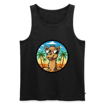 Kamel Lustige Cartoon Sommer Strand Sonnenbrille Cool - Männer Premium Bio Tank Top - Schwarz - Vorne - AI Model Male 178 light (178cm)
