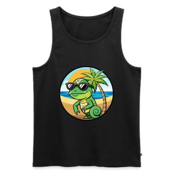 Chamäleon Lustige Cartoon Sommer Strand Sonnenbrille - Männer Premium Bio Tank Top - Schwarz - Vorne - Michal (187cm)