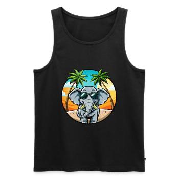 Elephant Funny Cartoon Summer Beach Sunglasses - Men's Premium Organic Tank Top - black - Front - Michal (187cm)