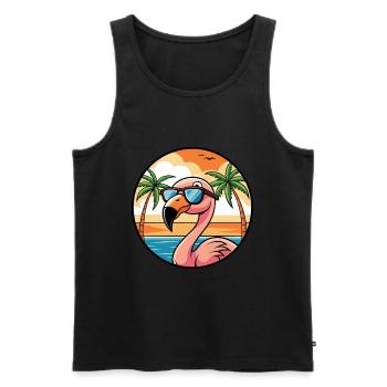 Flamingo Funny Cartoon Lunettes de soleil de plage d’été - Débardeur bio Premium Homme - noir - Devant - Michal (187cm)