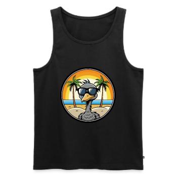 Straußen, Lustig, Cartoon, Sommer, Strand, Sonnenbrille, Cool - Männer Premium Bio Tank Top - Schwarz - Vorne - Michal (187cm)