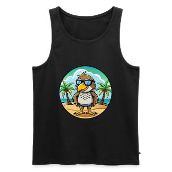 Hawk Lustige Cartoon Sommer Strand Sonnenbrille Aufkleber - Männer Premium Bio Tank Top - Schwarz - Vorne - Michal (187cm)