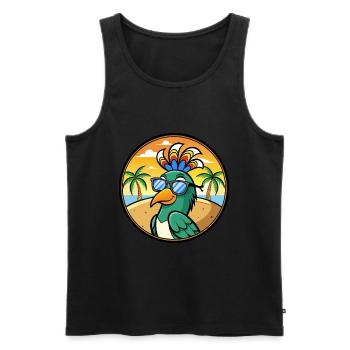 Pfau Lustige Cartoon Sommer Strand Sonnenbrille Cool - Männer Premium Bio Tank Top - Schwarz - Vorne - AI Model Male 178 light (178cm)