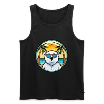 Polar Bear Funny Cartoon Summer Beach Sunglasses - Men's Premium Organic Tank Top - black - Front - Michal (187cm)