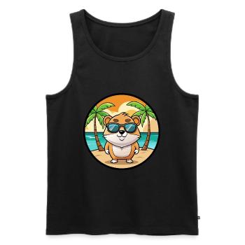 Hamster Lustig Cartoon Sommer Strand Sonnenbrille Cool - Männer Premium Bio Tank Top - Schwarz - Vorne - AI Model Male 178 light (178cm)