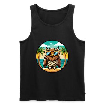 Eule Lustige Cartoon Sommer Strand Sonnenbrille Aufkleber - Männer Premium Bio Tank Top - Schwarz - Vorne - AI Model Male 178 light (178cm)