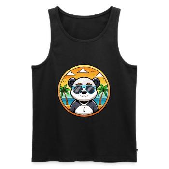 Panda Lustige Cartoon Sommer Strand Sonnenbrille Cool - Männer Premium Bio Tank Top - Schwarz - Vorne - AI Model Male 178 light (178cm)