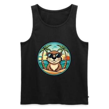Otter Lustige Cartoon Sommer Strand Sonnenbrille Cool - Männer Premium Bio Tank Top - Schwarz - Vorne - AI Model Male 178 light (178cm)