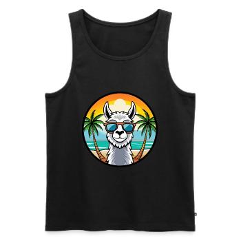 Llama Funny Cartoon Summer Beach Sunglasses Cool - Men's Premium Organic Tank Top - black - Front - AI Model Male 178 light (178cm)