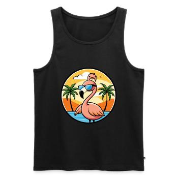 Flamingo Funny Cartoon Lunettes de soleil de plage d’été - Débardeur bio Premium Homme - noir - Devant - Michal (187cm)