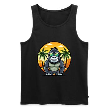 Gorilla Lustige Cartoon Sommer Strand Sonnenbrille Cool - Männer Premium Bio Tank Top - Schwarz - Vorne - Michal (187cm)
