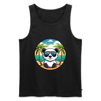 Panda Lustige Cartoon Sommer Strand Sonnenbrille Cool - Männer Premium Bio Tank Top - Schwarz - Vorne - AI Model Male 178 light (178cm)