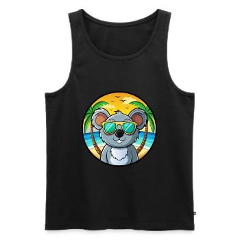 Koala Lustige Cartoon Sommer Strand Sonnenbrille Cool - Männer Premium Bio Tank Top - Schwarz - Vorne - Michal (187cm)