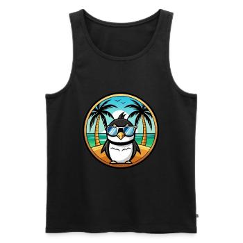 Penguin Funny Cartoon Summer Beach Sunglasses Cool - Men's Premium Organic Tank Top - black - Front - Michal (187cm)