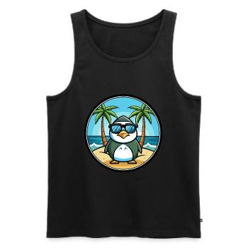 Penguin Funny Cartoon Summer Beach Sunglasses Cool - Men's Premium Organic Tank Top - black - Front - Michal (187cm)
