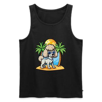 Caniche Chien Drôle Dessin Animé Plage De Plage Lunettes De Soleil - Débardeur bio Premium Homme - noir - Devant - Michal (187cm)