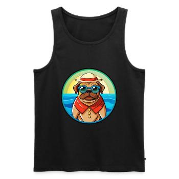 Pug Dog Funny Cartoon Summer Beach Sunglasses Cool - Men's Premium Organic Tank Top - black - Front - AI Model Male 178 light (178cm)
