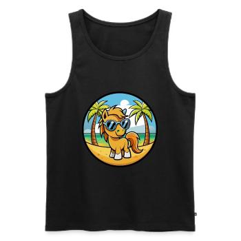 Pony Lustige Cartoon Sommer Strand Sonnenbrille Aufkleber - Männer Premium Bio Tank Top - Schwarz - Vorne - Michal (187cm)
