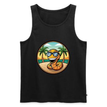 Schlange Lustige Cartoon Sommer Strand Sonnenbrille Cool - Männer Premium Bio Tank Top - Schwarz - Vorne - Michal (187cm)