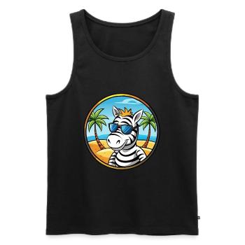 Zebra Lustige Cartoon Sommer Strand Sonnenbrille Cool - Männer Premium Bio Tank Top - Schwarz - Vorne - AI Model Male 178 light (178cm)
