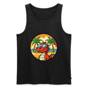 Drache Lustige Cartoon Sommer Strand Sonnenbrille Cool - Männer Premium Bio Tank Top - Schwarz - Vorne - Michal (187cm)
